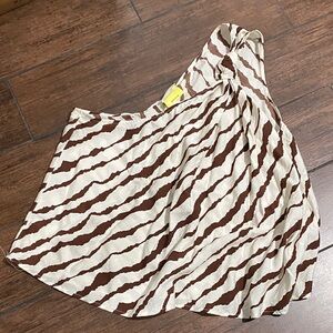 Chic Asymmetrical Zebra Skirt in Brown and Cream